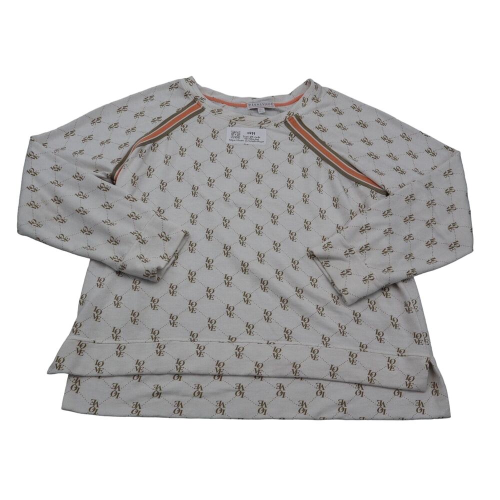 PJ Salvage Shirt Womens L White Love Comfy Long Sleeve Pullover Loungewear